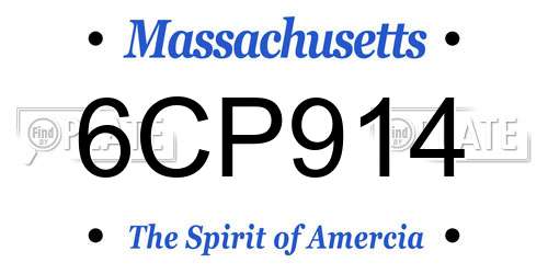 6CP914 Massachusetts License Plate