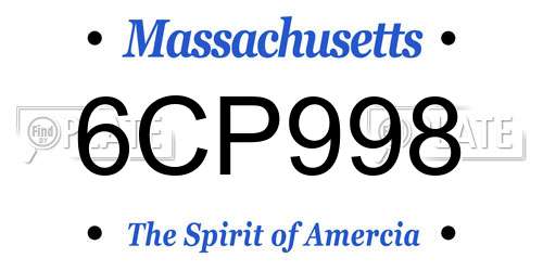 6CP998 Massachusetts License Plate
