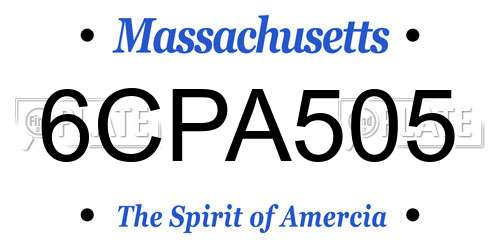 6CPA505 Massachusetts License Plate