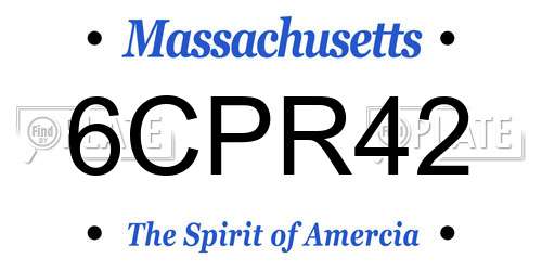 6CPR42 Massachusetts License Plate