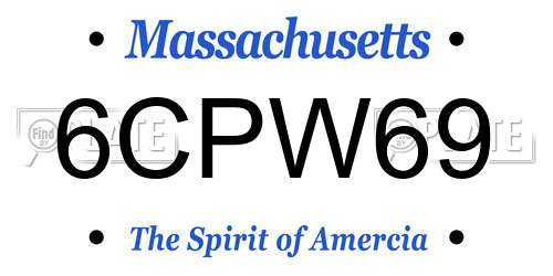 6CPW69 Massachusetts License Plate
