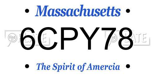 6CPY78 Massachusetts License Plate