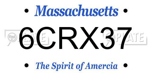6CRX37 Massachusetts License Plate