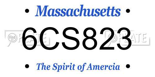 6CS823 Massachusetts License Plate