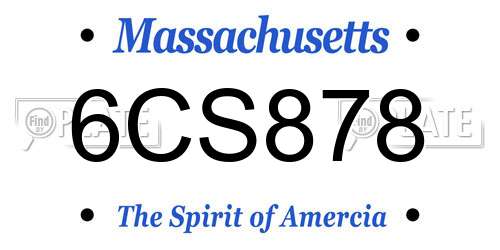 6CS878 Massachusetts License Plate