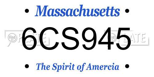 6CS945 Massachusetts License Plate