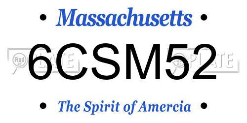 6CSM52 Massachusetts License Plate
