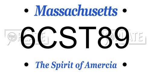 6CST89 Massachusetts License Plate
