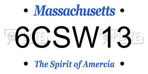 6CSW13 Massachusetts License Plate
