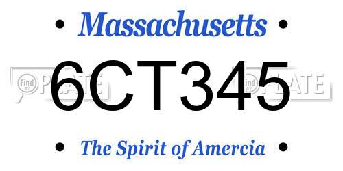6CT345 Massachusetts License Plate