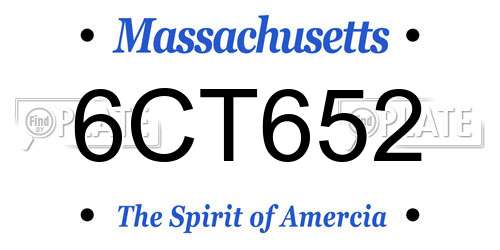 6CT652 Massachusetts License Plate