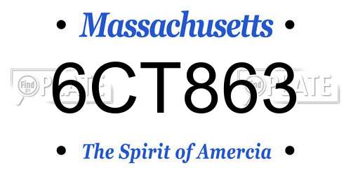 6CT863 Massachusetts License Plate