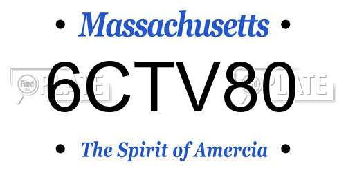 6CTV80 Massachusetts License Plate