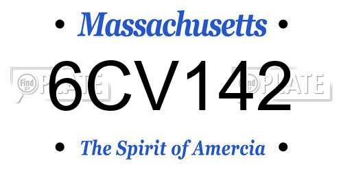 6CV142 Massachusetts License Plate