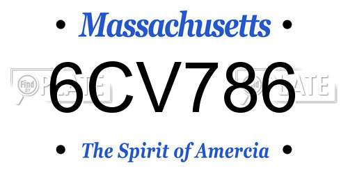 6CV786 Massachusetts License Plate