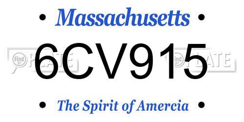 6CV915 Massachusetts License Plate