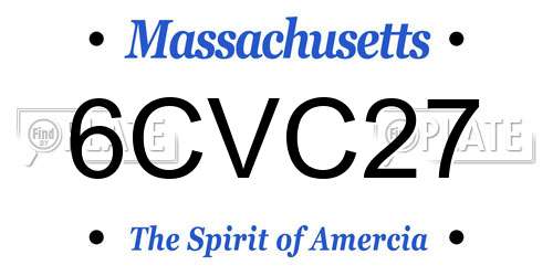 6CVC27 Massachusetts License Plate