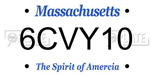 6CVY10 Massachusetts License Plate