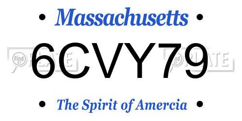 6CVY79 Massachusetts License Plate