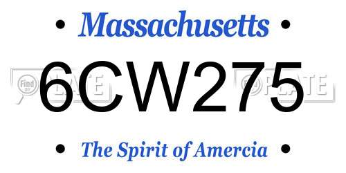 6CW275 Massachusetts License Plate