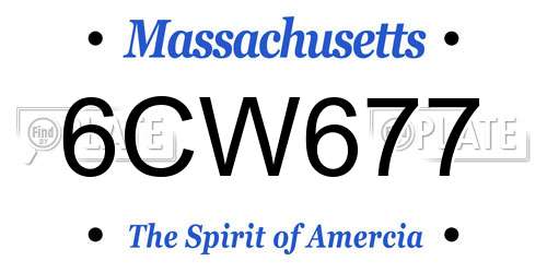 6CW677 Massachusetts License Plate
