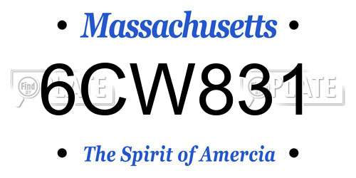 6CW831 Massachusetts License Plate