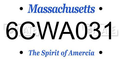 6CWA031 Massachusetts License Plate