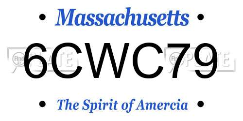 6CWC79 Massachusetts License Plate