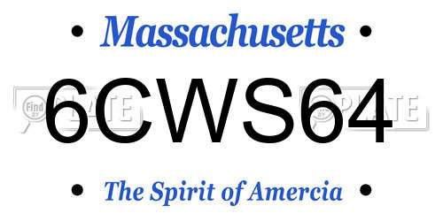 6CWS64 Massachusetts License Plate