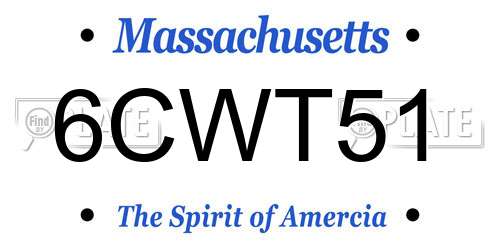 6CWT51 Massachusetts License Plate