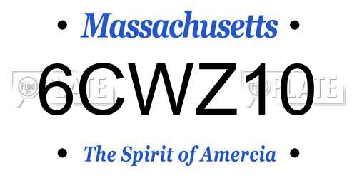 6CWZ10 Massachusetts License Plate