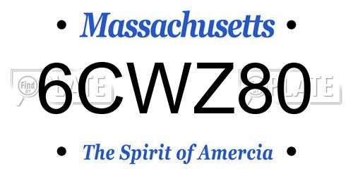 6CWZ80 Massachusetts License Plate