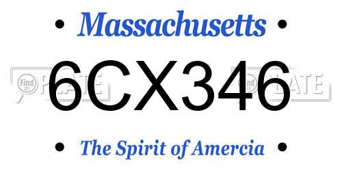 6CX346 Massachusetts License Plate