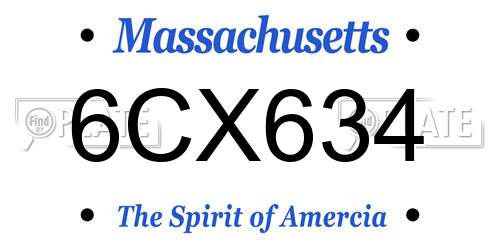 6CX634 Massachusetts License Plate