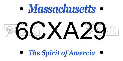 6CXA29 Massachusetts License Plate