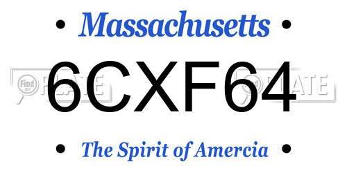 6CXF64 Massachusetts License Plate