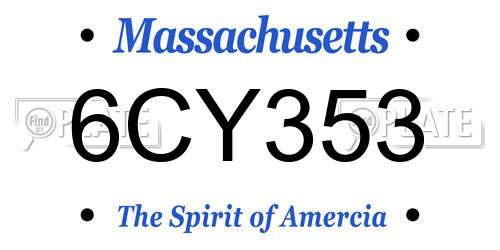 6CY353 Massachusetts License Plate