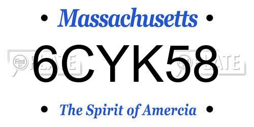 6CYK58 Massachusetts License Plate