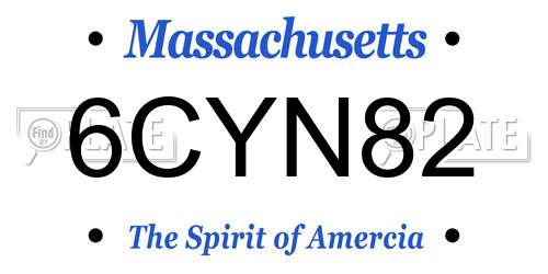 6CYN82 Massachusetts License Plate