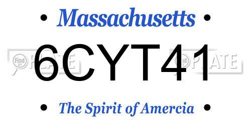 6CYT41 Massachusetts License Plate