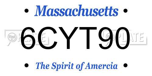 6CYT90 Massachusetts License Plate