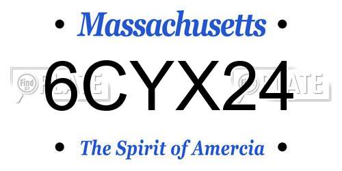 6CYX24 Massachusetts License Plate