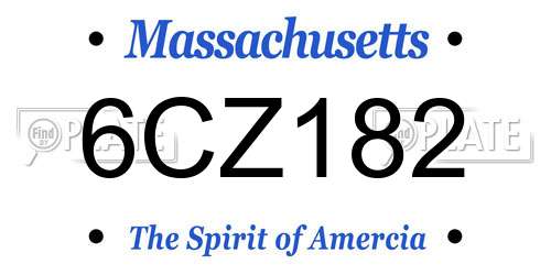 6CZ182 Massachusetts License Plate