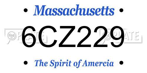 6CZ229 Massachusetts License Plate