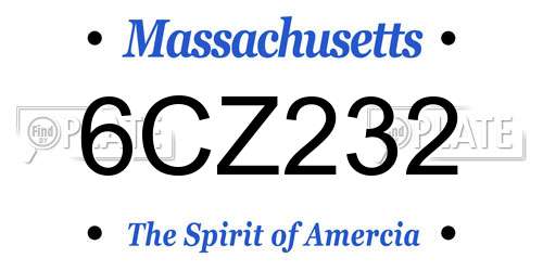 6CZ232 Massachusetts License Plate