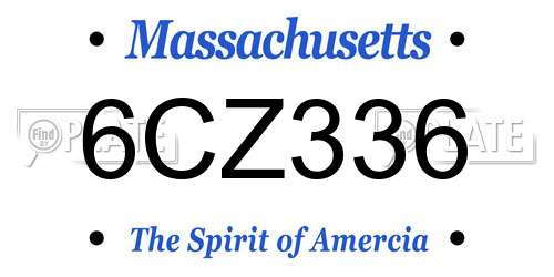 6CZ336 Massachusetts License Plate