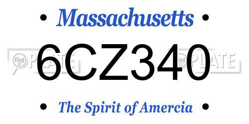 6CZ340 Massachusetts License Plate