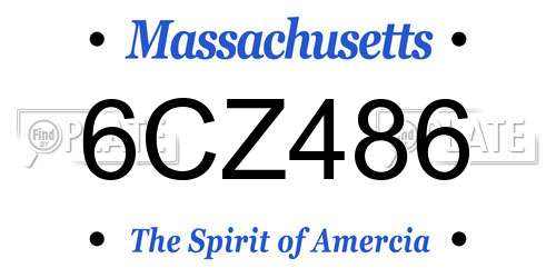 6CZ486 Massachusetts License Plate