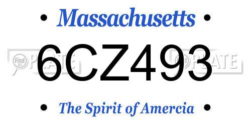 6CZ493 Massachusetts License Plate