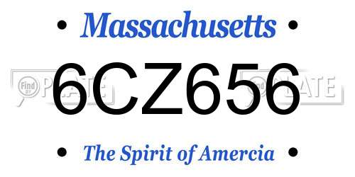 6CZ656 Massachusetts License Plate